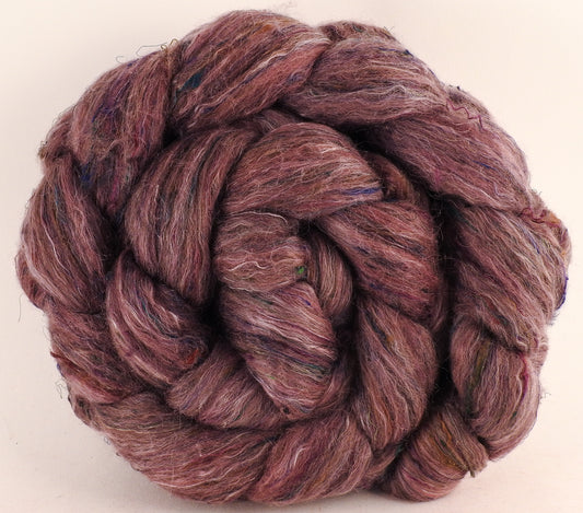 Batt in a Braid #46 - Brazilwood (5 oz) - Rambouillet/ Corriedale / Ramie/Sari Silk (25/25/25/25) - Inglenook Fibers