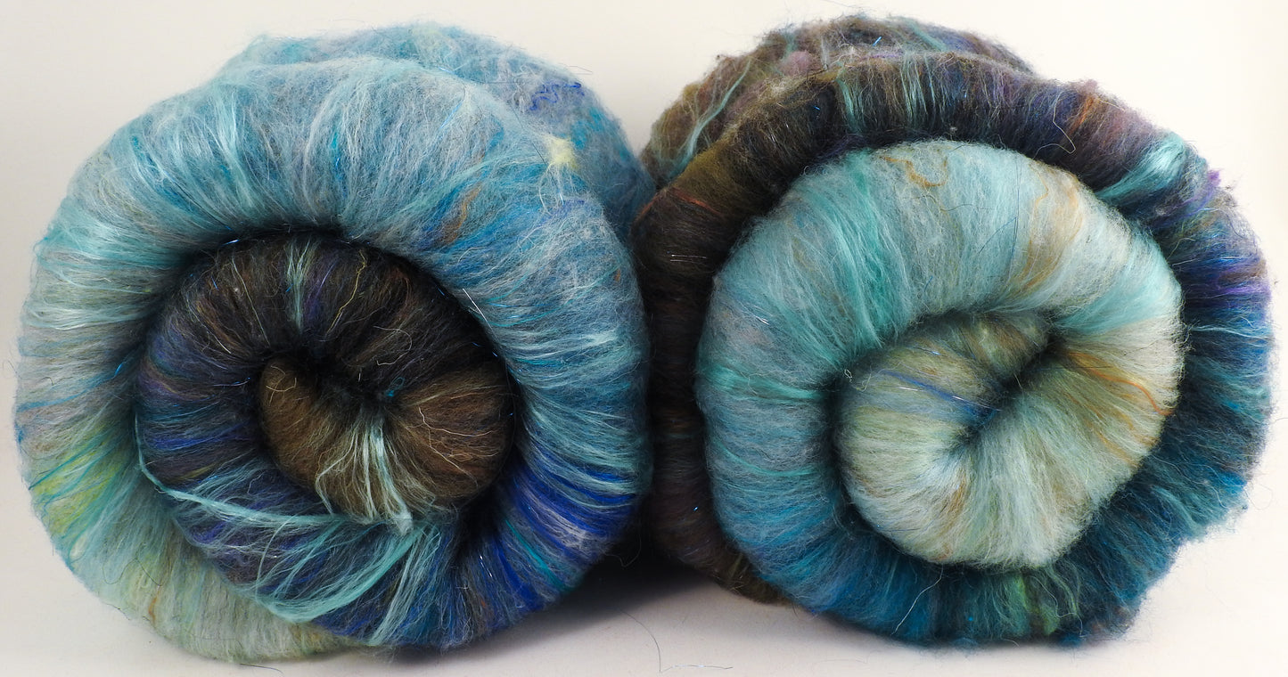 North Ronaldsay- Sparkle-Roly-Poly Batts-( 3.7 oz)  30% North Ronaldsay Roving, merino, silk, polwarth, bamboo, NO NOIL, ANgelina