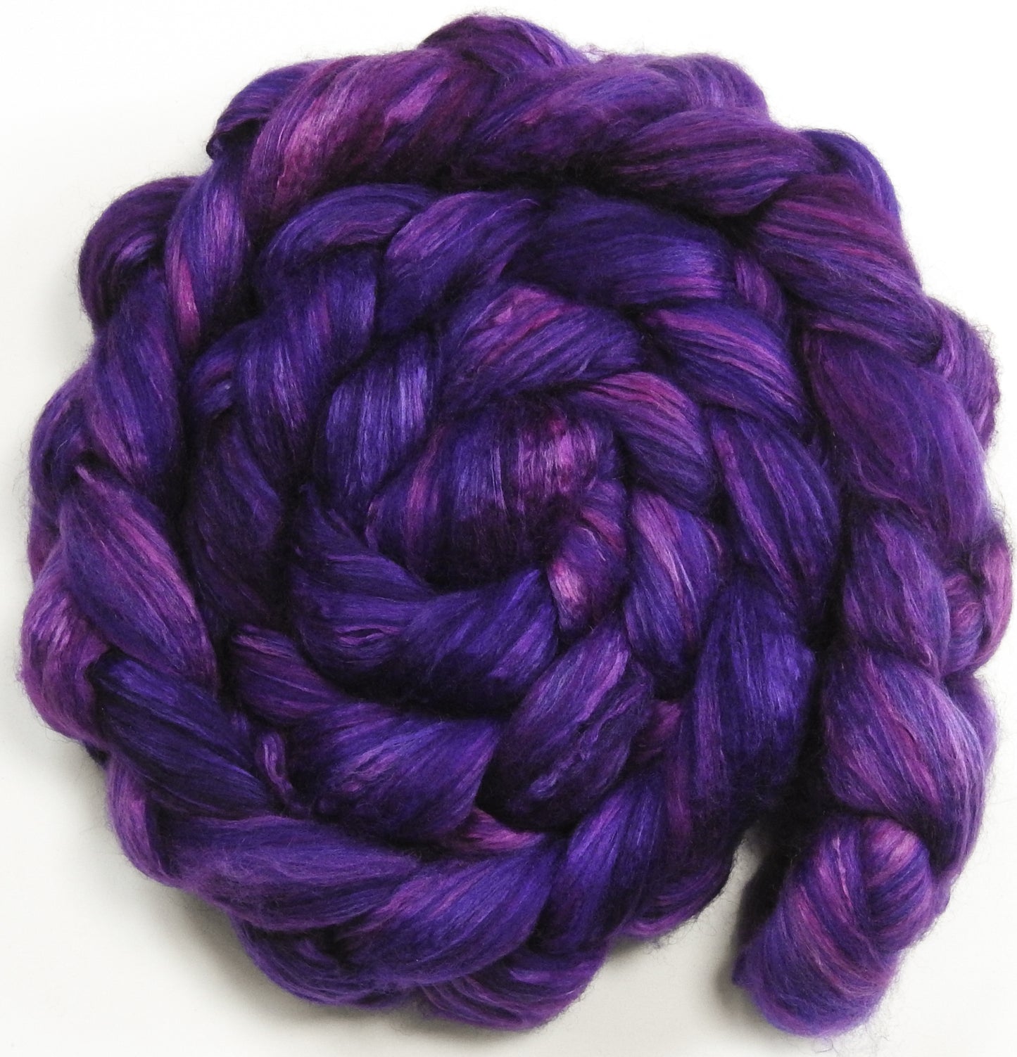 Damson Plum - Batt in a Braid #54- Bleached YAK/Polwarth / Mulberry Silk (40/40/20)