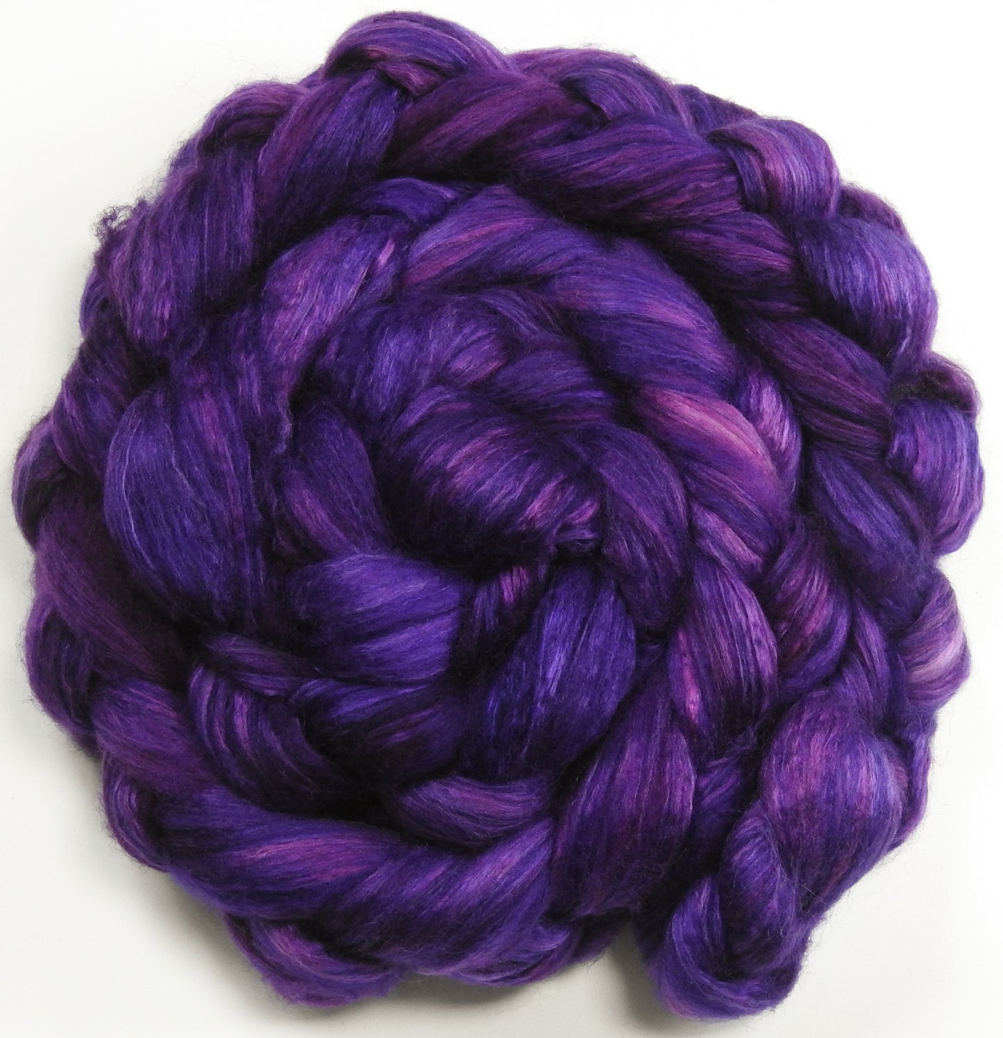 Damson Plum - Batt in a Braid #54- Bleached YAK/Polwarth / Mulberry Silk (40/40/20)