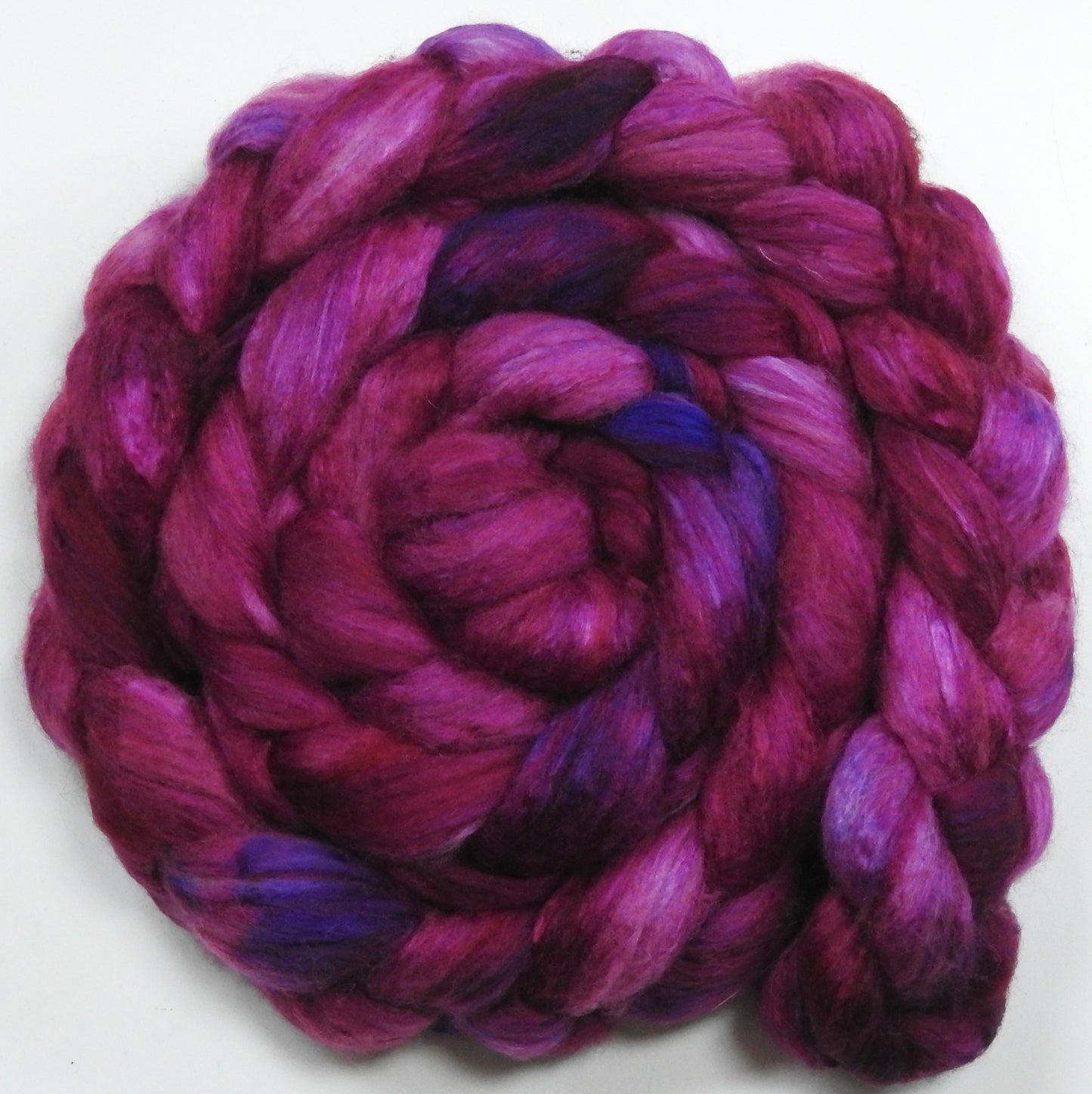 Azalea (4.1 oz)- Batt in a Braid #54- Bleached YAK/Polwarth / Mulberry Silk (40/40/20)