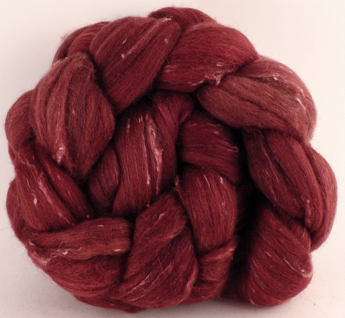 Batt in a Braid #42- Brazilwood - (5.5 oz)  Polwarth/ Tweed Blend / Peduncle&Tussah Silk( 50/25/25) - Inglenook Fibers