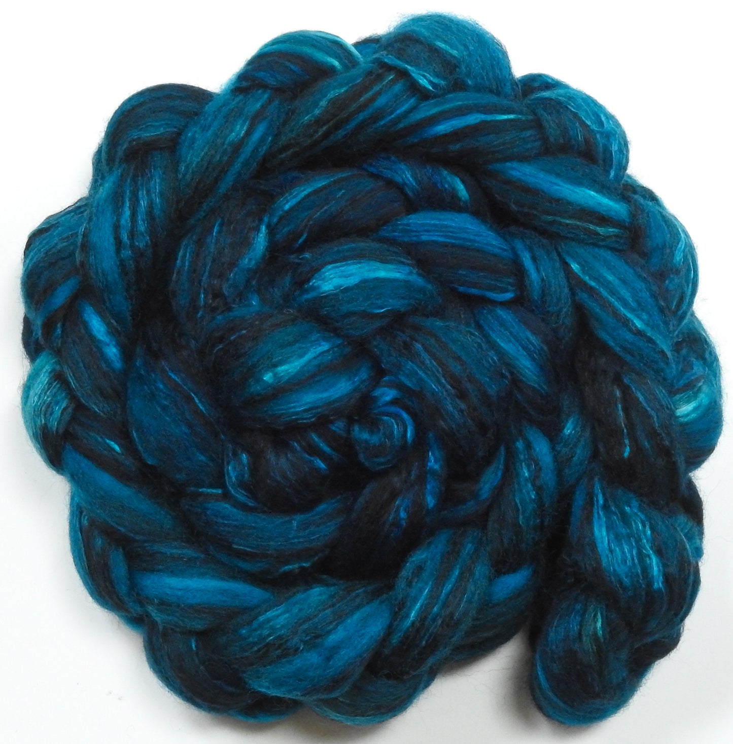 Mariner- Batt in a Braid #55- Shetland/ Mulberry Silk/ Black Bamboo (50/25/25)