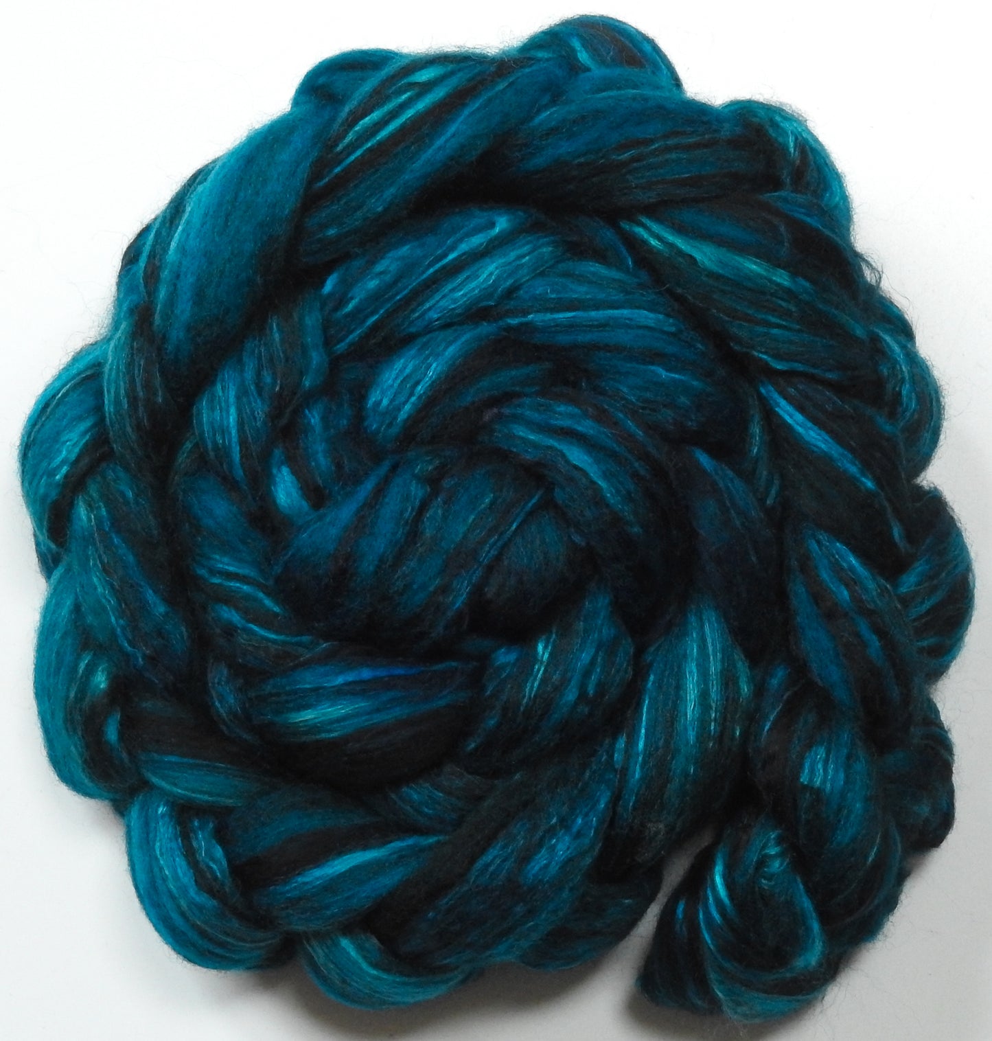 Mariner- Batt in a Braid #55- Shetland/ Mulberry Silk/ Black Bamboo (50/25/25)