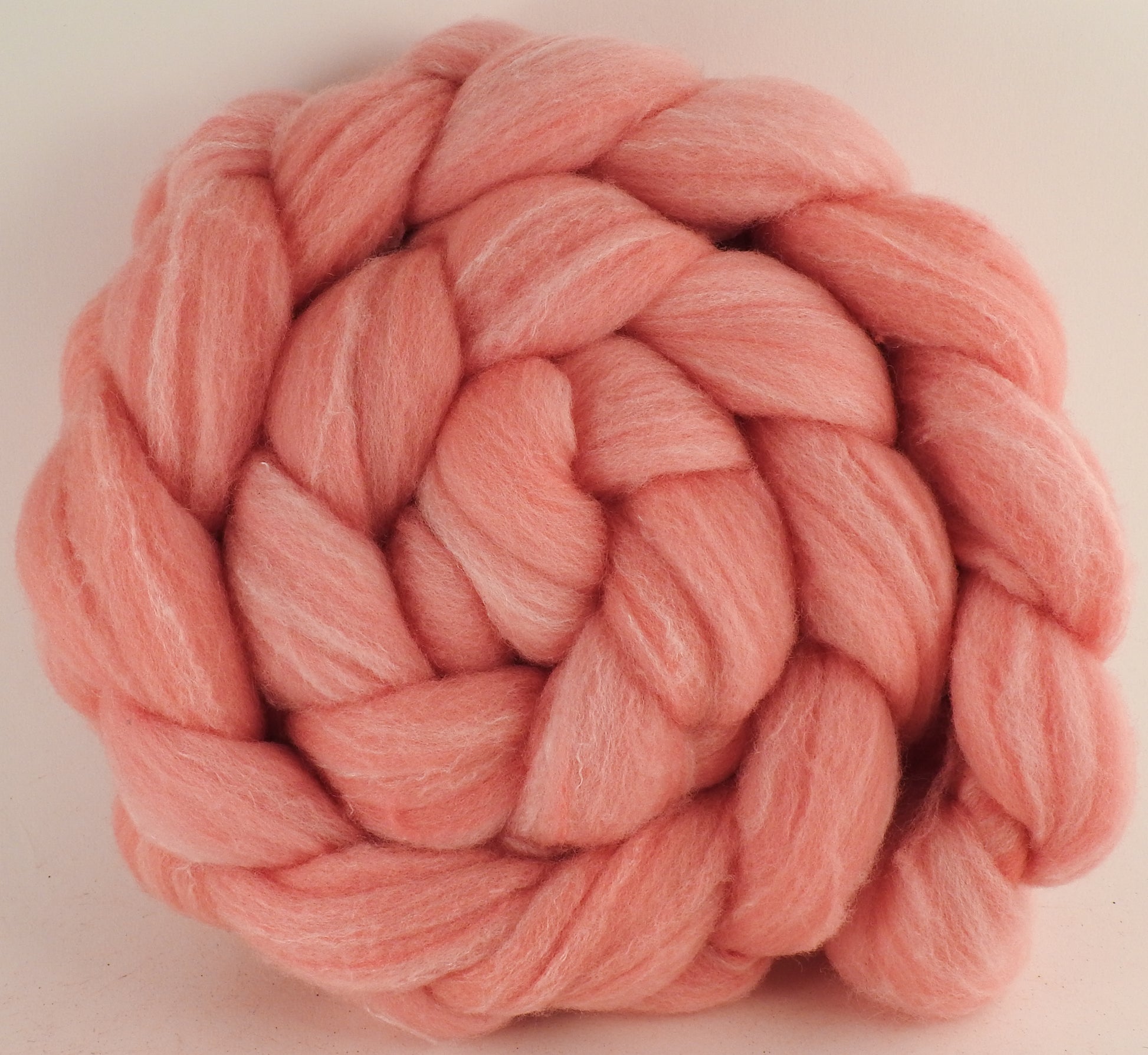 Hand dyed top for spinning -Cochineal & Brazilwood - Targhee/silk/ bamboo ( 80/10/10)- 3 oz. - Inglenook Fibers