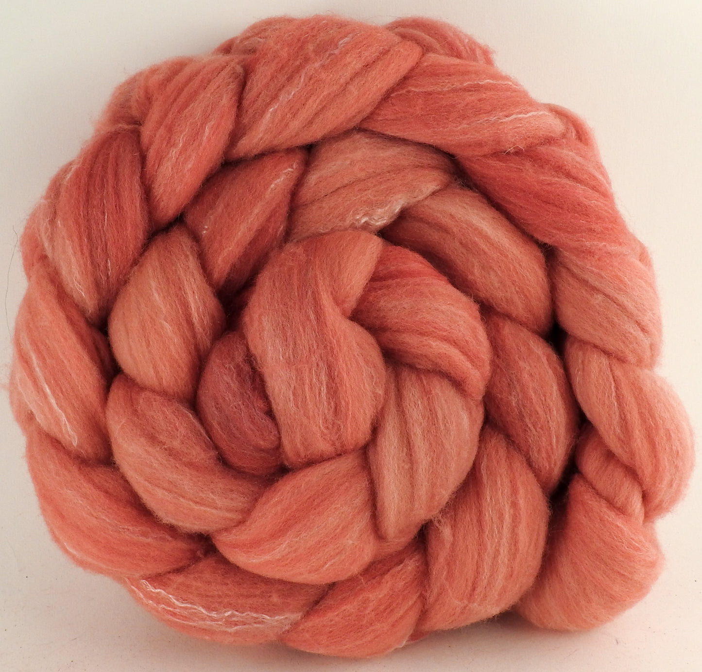 Hand dyed top for spinning -Brazilwood- Targhee/silk/ bamboo (80/10/10)- 4.7 oz. - Inglenook Fibers