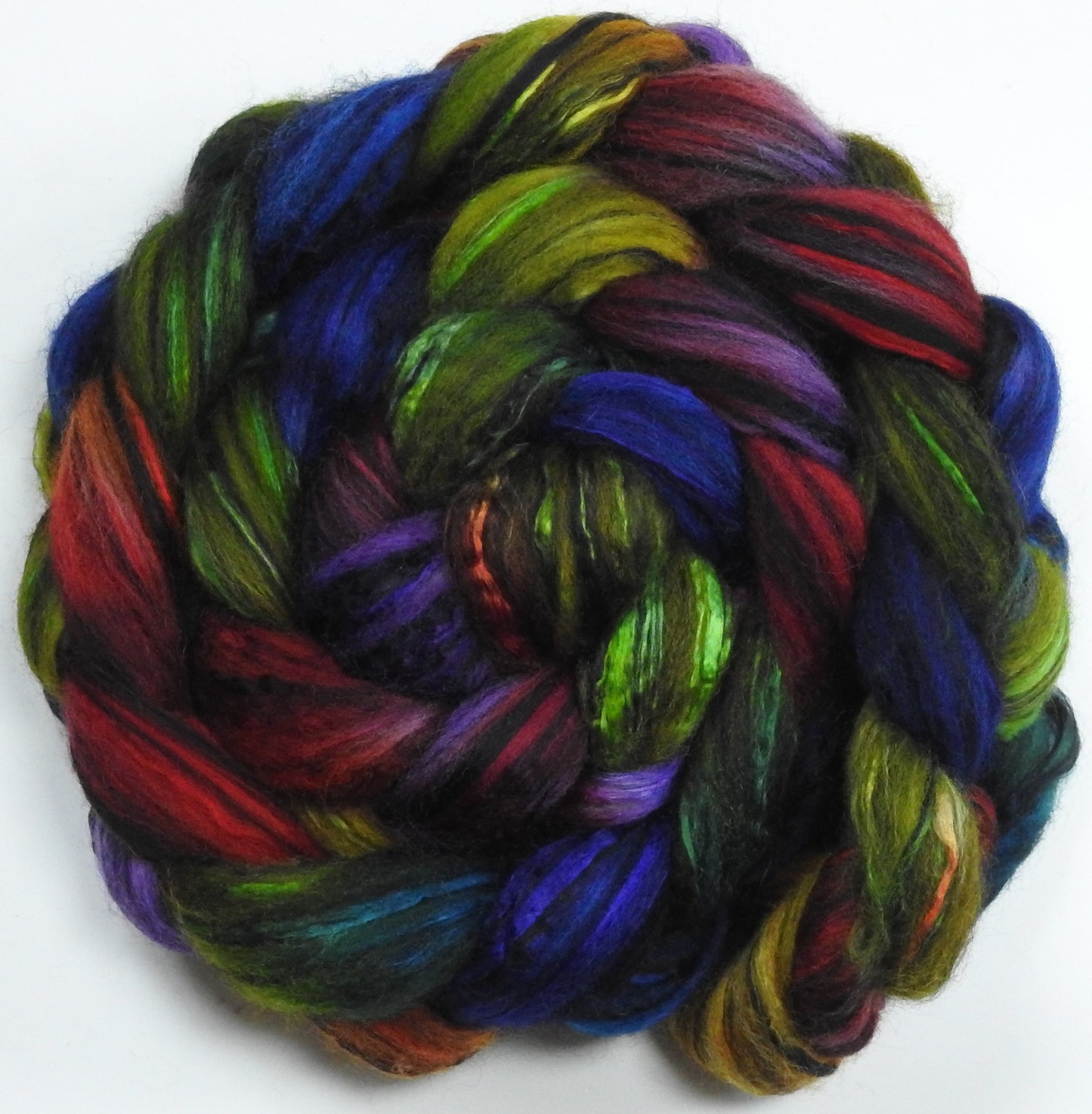 Promise (5.3 oz) - Batt in a Braid #55- Shetland/ Mulberry Silk/ Black Bamboo (50/25/25)