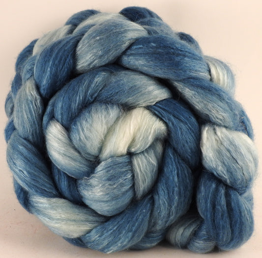 Batt in a Braid #45 - Indigo (5.6 oz.) - Corriedale/Mulberry Silk/Rose Fiber (60/20/20) - Inglenook Fibers