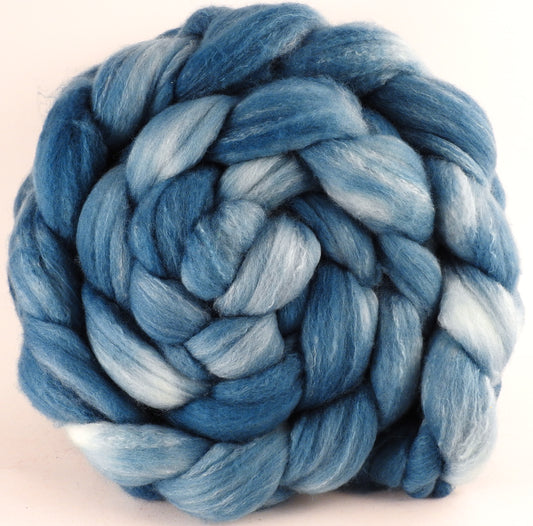 Hand dyed top for spinning - Indigo - Organic Polwarth / Tussah silk (80/20) - Inglenook Fibers