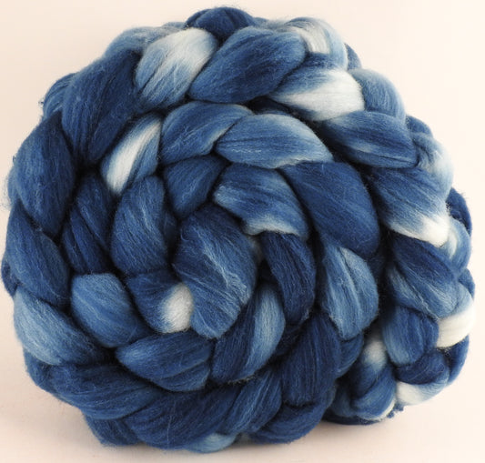 Hand dyed top for spinning - Indigo - Targhee/silk/ bamboo ( 80/10/10) - Inglenook Fibers