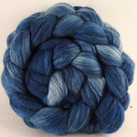 Batt in a Braid #5 - Indigo -(5.1 oz.) Merino/ Camel/ silk/ faux cashmere/ firestar (25/25/25/12/12) - Inglenook Fibers