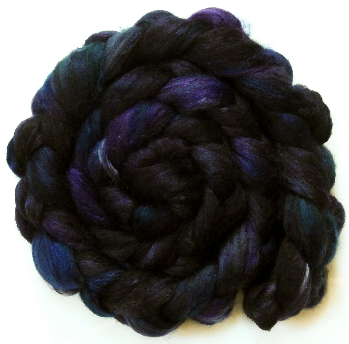 Raven - Batt in a Braid #54- Bleached YAK/Polwarth / Mulberry Silk (40/40/20)