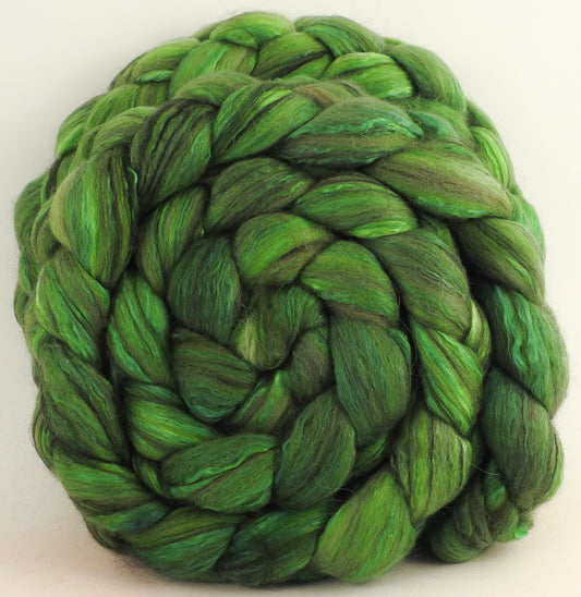 Alfalfa - Batt in a Braid #9 - Superfine Merino/ Mulberry Silk / Black Alpaca (50/40/10)
