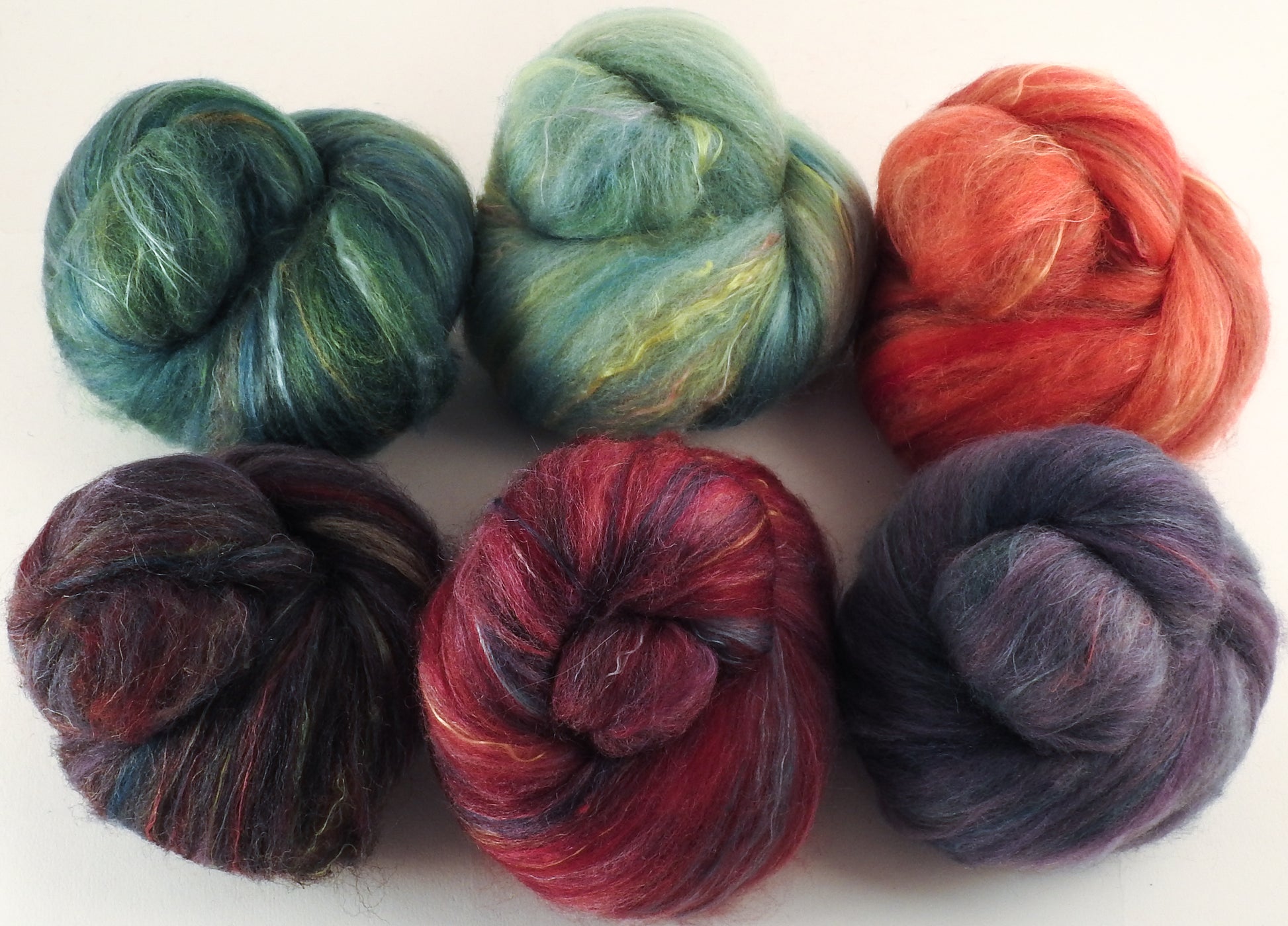 Natural Dyed Fiber Batts -Winter Berries - 80% wool, 20% silk - 4.4 oz. - Inglenook Fibers