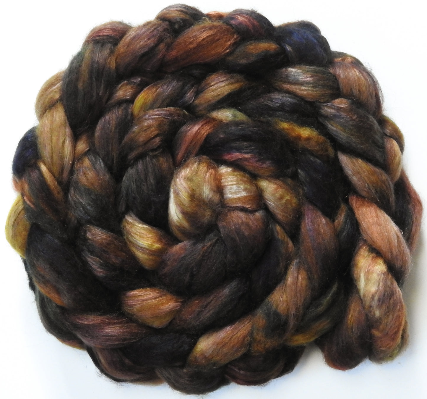 Chestnut - Batt in a Braid #54- Bleached YAK/Polwarth / Mulberry Silk (40/40/20)