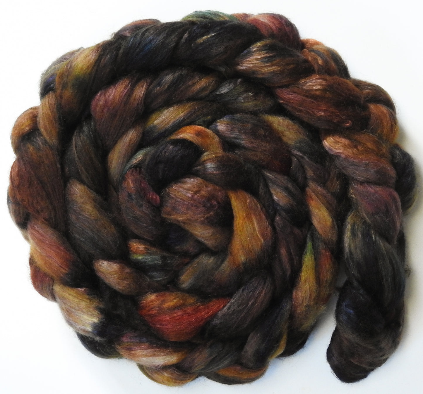 Chestnut - Batt in a Braid #54- Bleached YAK/Polwarth / Mulberry Silk (40/40/20)