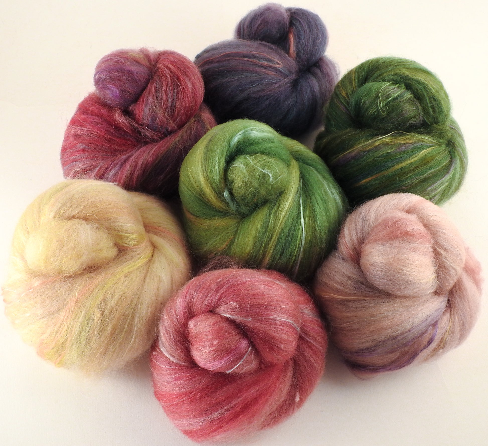 Natural Dyed Fiber Batts - Foxglove- 80% wool, 20% silk - Inglenook Fibers
