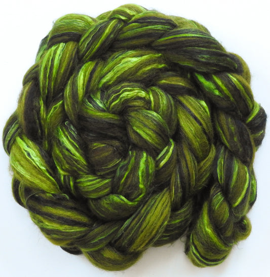 Marshwiggle (5.2 oz) - Batt in a Braid #55- Shetland/ Mulberry Silk/ Black Bamboo (50/25/25)
