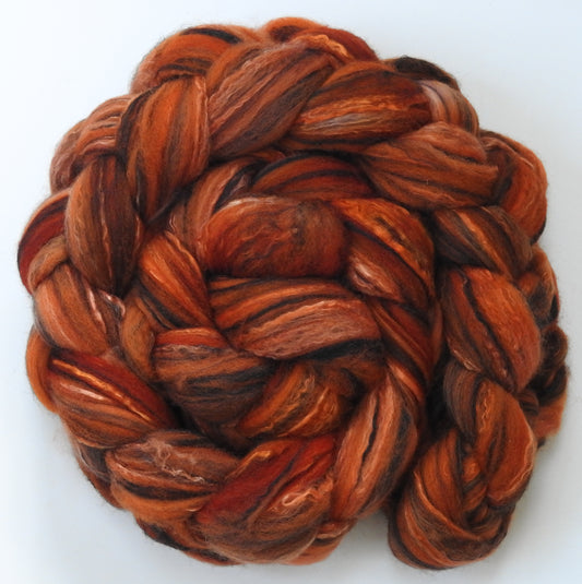 Kumquat - Batt in a Braid #30- Charollais/ Rambouillet / Black tussah /Mulberry silk (40/40/10/10)