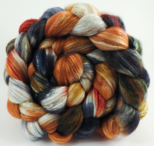 Nuts & Berries - Batt in a Braid #7 - Polwarth/ Manx / Mulberry silk/ Firestar (30/30/30/10)