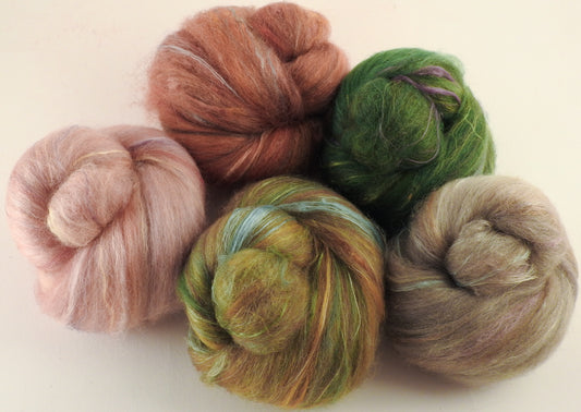 Natural Dyed Fiber Batts -Rose Bay - 80% wool, 20% silk - 3.2 oz. - Inglenook Fibers