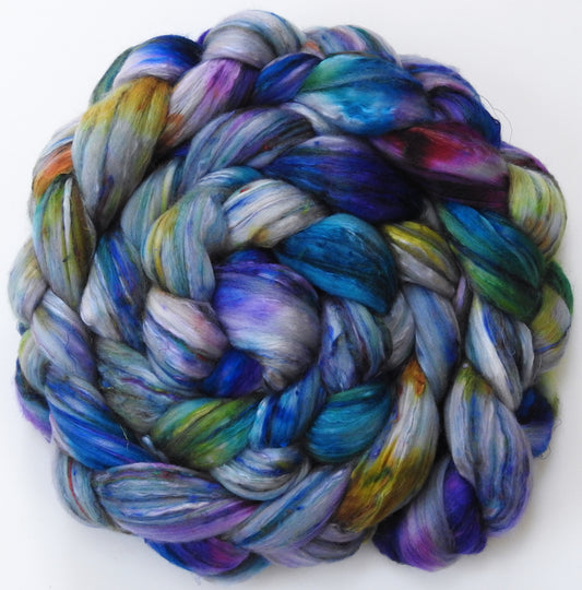 Sidewalk Chalk (5.5 oz) - Batt in a Braid #39ish - Falkland Merino/ Mulberry Silk / Sari Silk (60/25/15)
