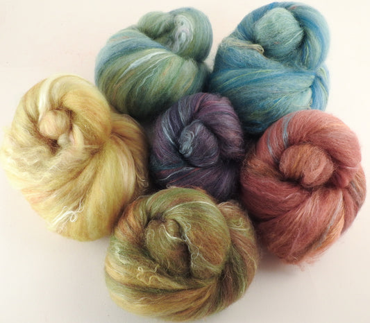 Natural Dyed Fiber Batts -March - 80% wool, 20% silk - 4.7 oz. - Inglenook Fibers