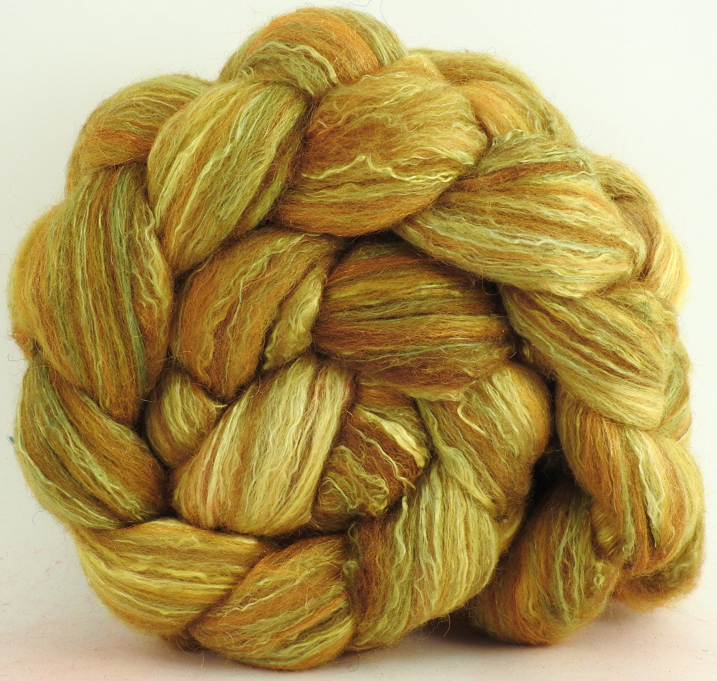 Sunflower - Batt in a Braid #7 - Polwarth/ Manx / Mulberry silk/ Firestar (30/30/30/10)