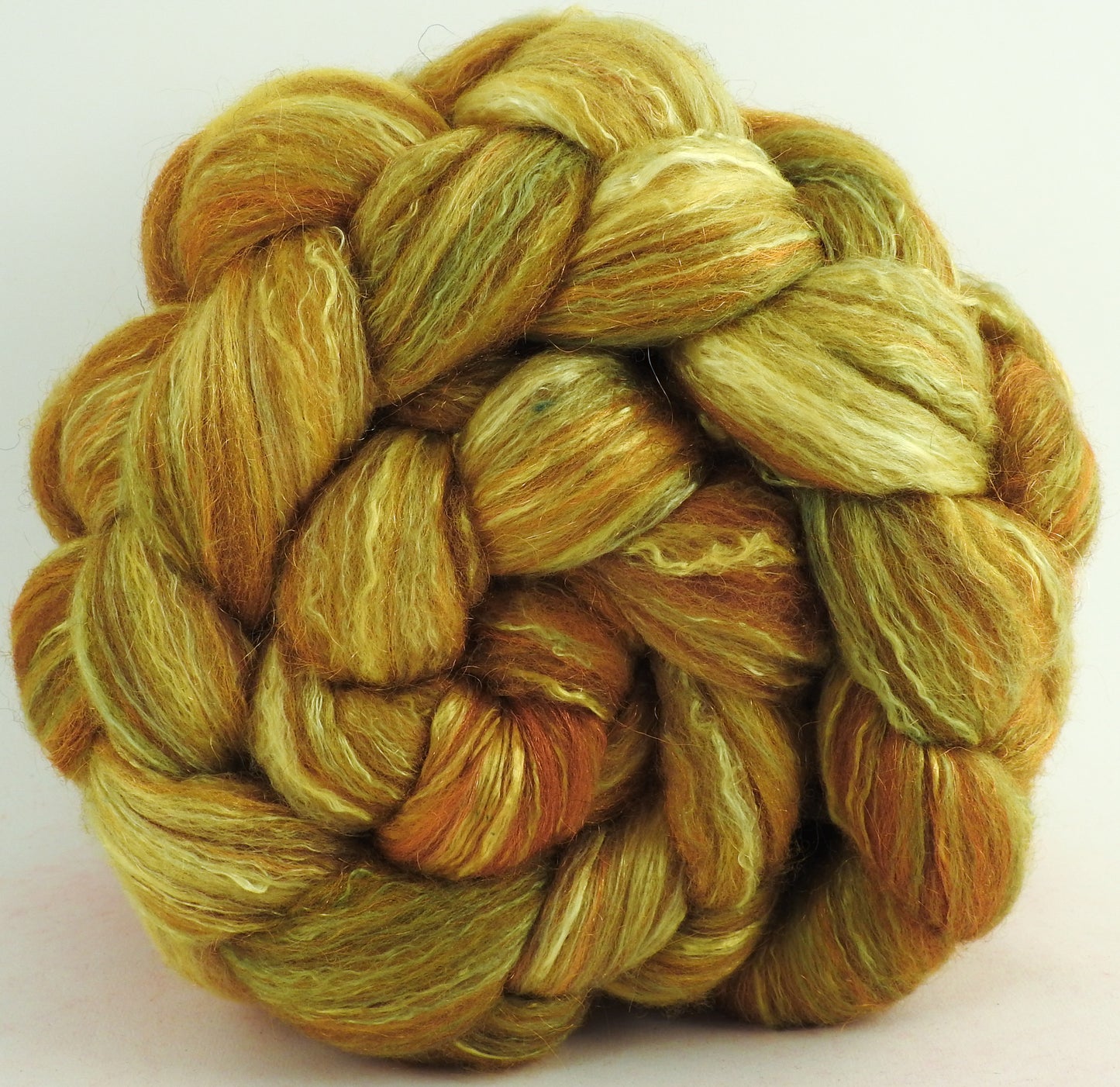 Sunflower - Batt in a Braid #7 - Polwarth/ Manx / Mulberry silk/ Firestar (30/30/30/10)