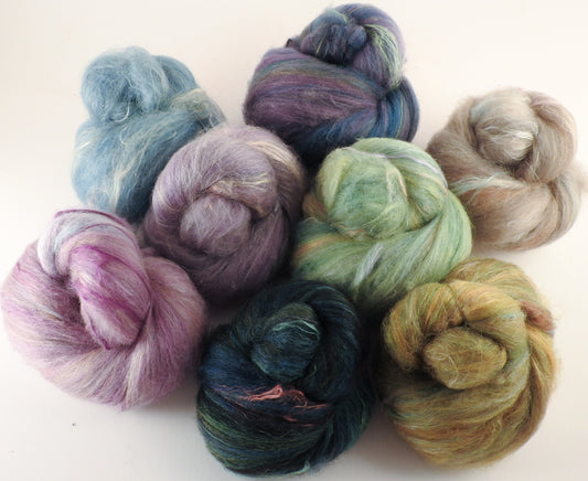 Natural Dyed Fiber Batts -Elderberry Tree - 80% wool, 20% silk - 5.8 oz. - Inglenook Fibers