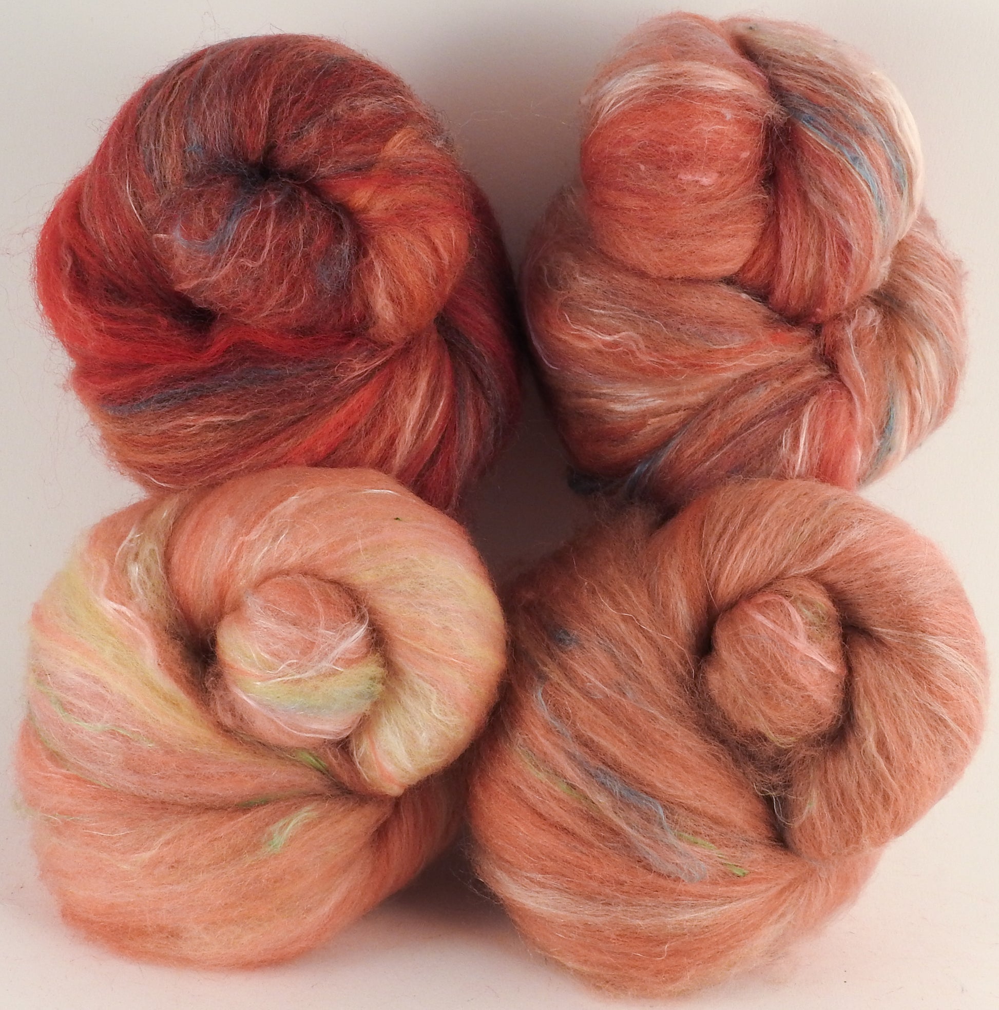 Natural Dyed Fiber Batts -Elm Leaves - 80% wool, 20% silk - 4.1 oz. - Inglenook Fibers