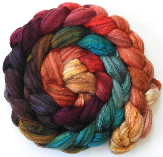 Smaug (5.4 oz.) Batt in a Braid #7 - Polwarth/ Manx / Mulberry silk/ Firestar (30/30/30/10)