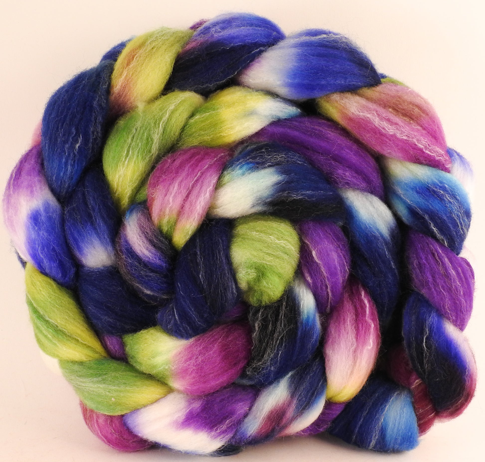 Hand dyed top for spinning - Lupines - (5.8 oz.) Targhee/silk/ bamboo ( 80/10/10) - Inglenook Fibers