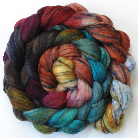 Smaug (5.5 oz) - Batt in a Braid #39ish - Falkland Merino/ Mulberry Silk / Sari Silk (60/25/15)