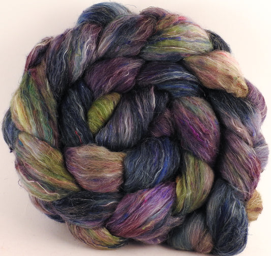 Batt in a Braid #46 -Lupines- (5.6 oz) - Rambouillet/ Corriedale / Ramie/Sari Silk (25/25/25/25) - Inglenook Fibers