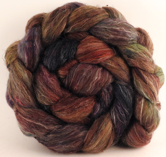 Batt in a Braid #46 - Beaver's Dam- (5.6 oz) - Rambouillet/ Corriedale / Ramie/Sari Silk (25/25/25/25) - Inglenook Fibers