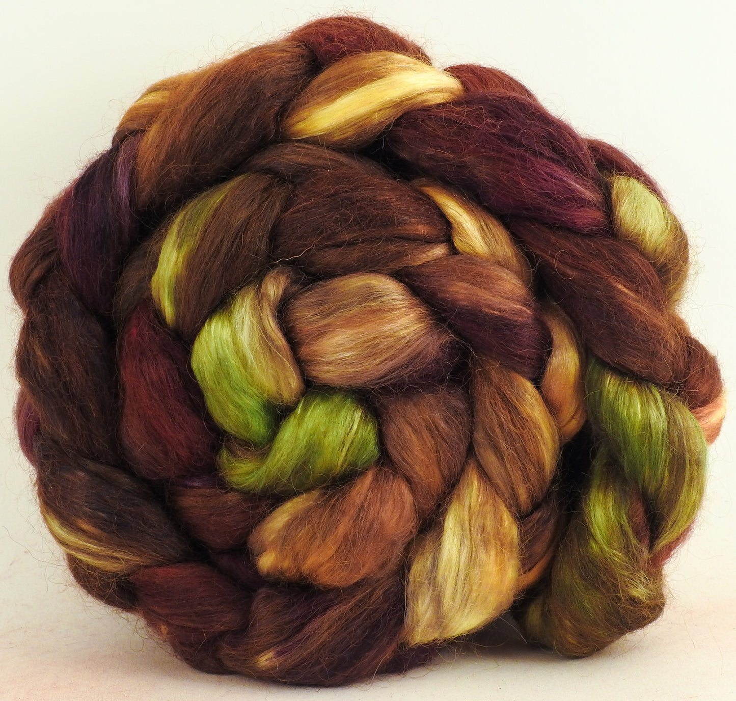 Leaf Pile - Hand-dyed wensleydale/ mulberry silk roving (65/35)
