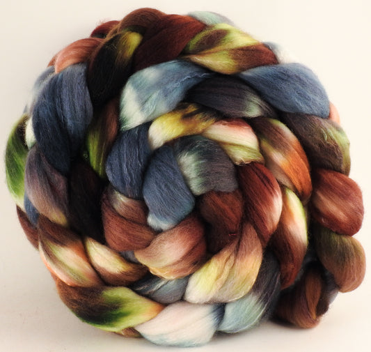 Hand dyed top for spinning -The Walrus - (5.7 oz) Organic Polwarth / Tussah silk (80/20) - Inglenook Fibers