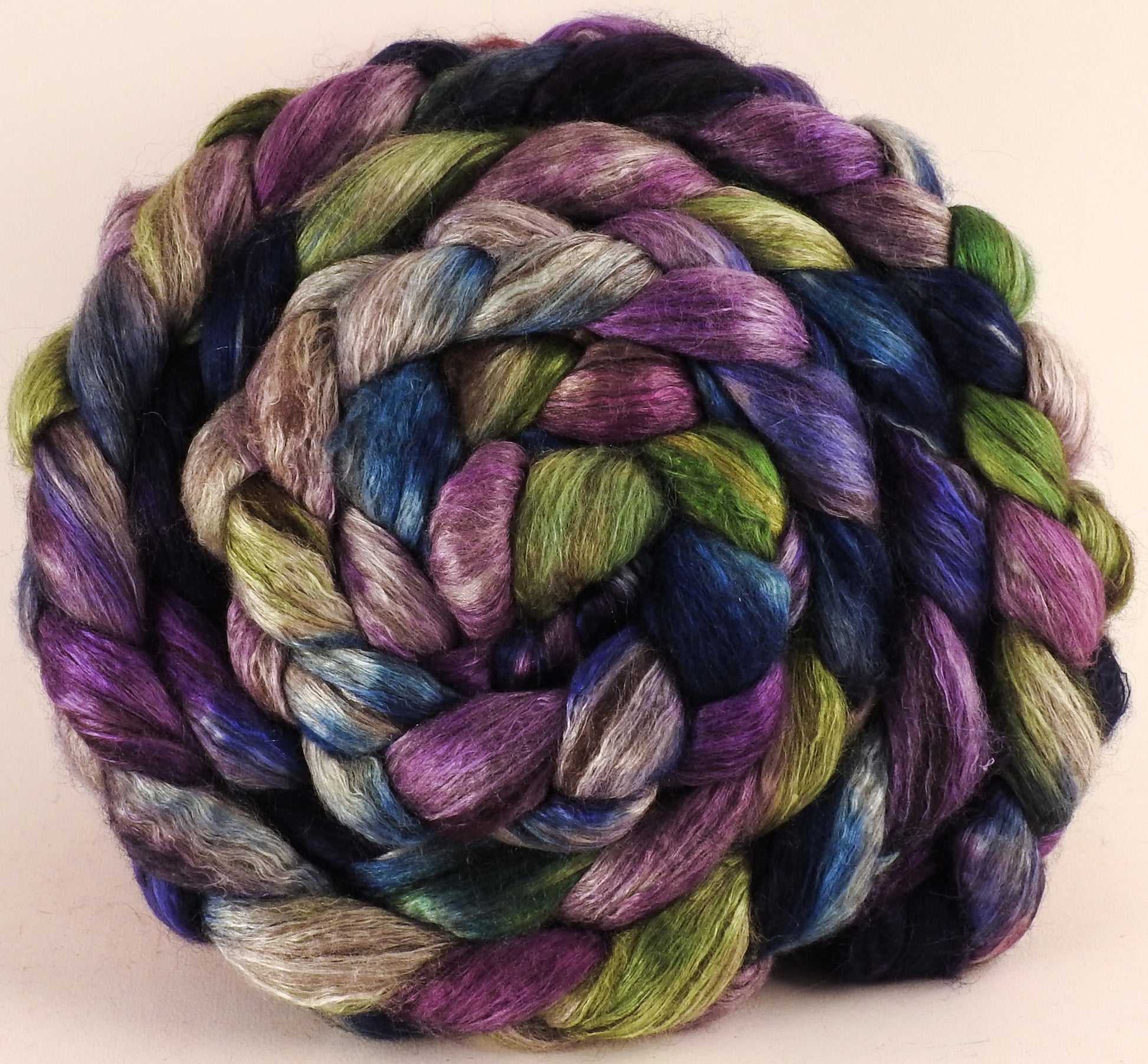 Hand dyed yak/ mulberry silk top -Lupines (5.2 oz.) - YAK /silk (50/50) - Inglenook Fibers