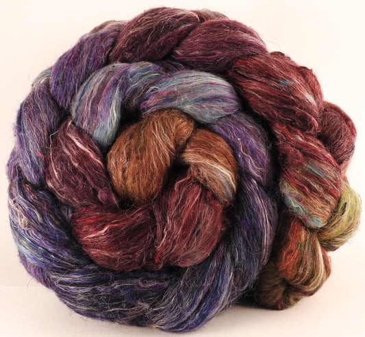 Batt in a Braid #46 - Vintner- (4.9 oz) - Rambouillet/ Corriedale / Ramie/Sari Silk (25/25/25/25) - Inglenook Fibers