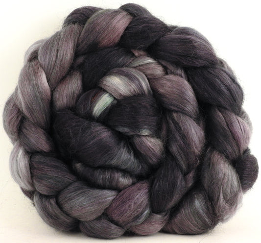 Asphalt (6.2 oz)-Hand-dyed wensleydale/ mulberry silk roving (65/35)