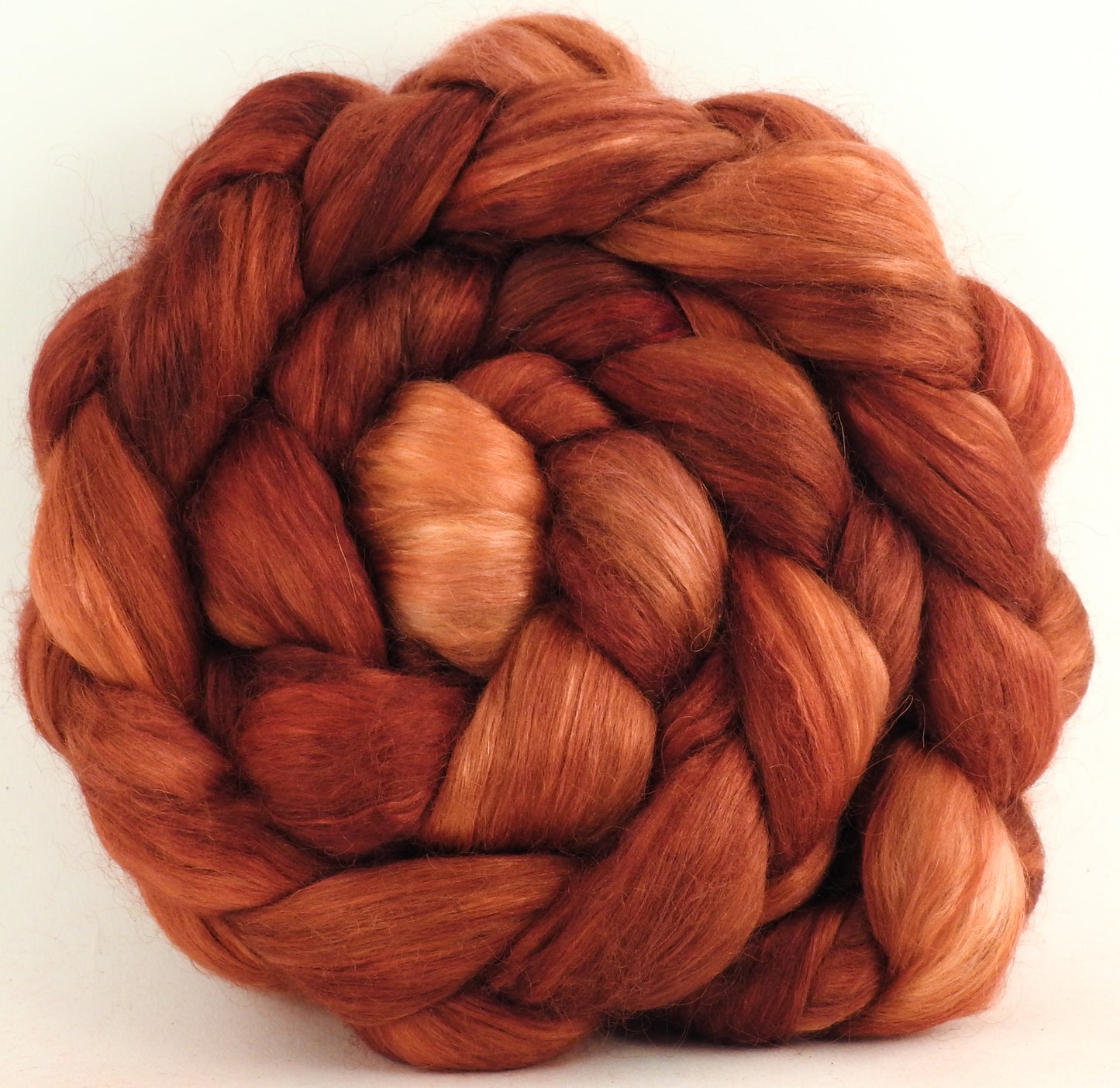 Russet (5.5 oz)-Hand-dyed wensleydale/ mulberry silk roving (65/35)