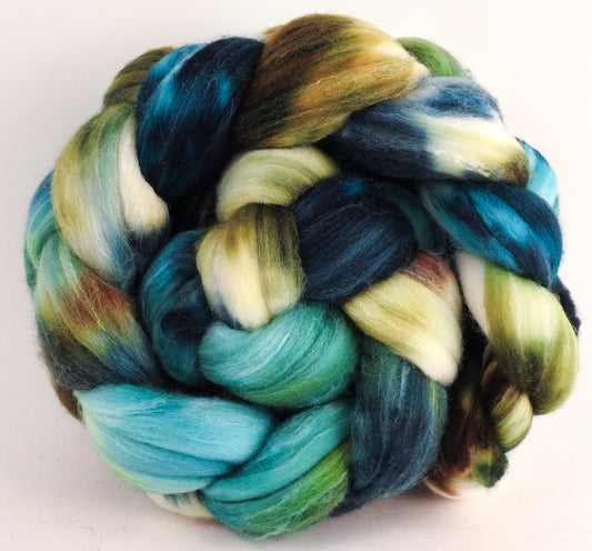 Batt in a Braid #35  - Bog (5.5 oz.) - Sw Merino (18.5 mic) /Merino (18.5 mic) / Tussah Silk (40/40/20) - Inglenook Fibers
