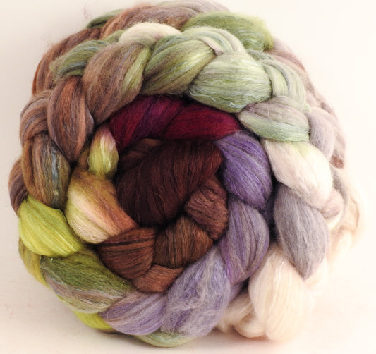 Batt in a Braid #5 - Pussy Willow -(5.3 oz.) Merino/ Camel/ silk/ faux cashmere/ firestar (25/25/25/12/12) - Inglenook Fibers