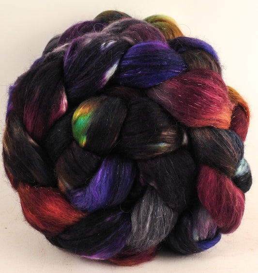 Batt in a Braid #41 - Nuummite - Llama / Merino ( 18 mic.)/ Mulberry silk/ Stellina (40/30/25/5) - Inglenook Fibers