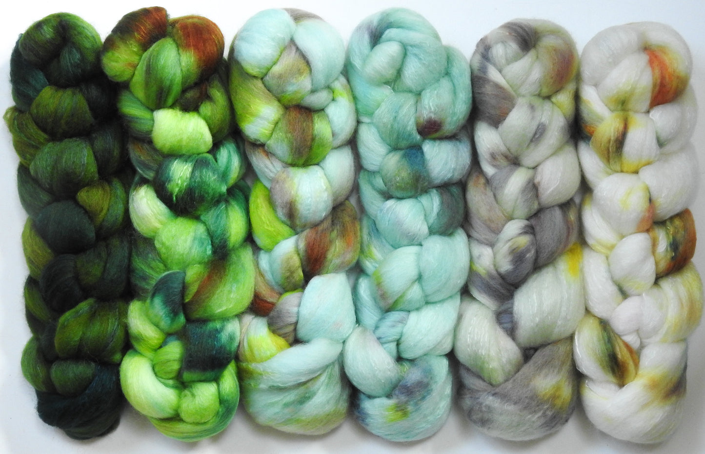 Snowdrop -(8.5 oz)  Gradient Braid Set - Organic Polwarth/ Mulberry silk