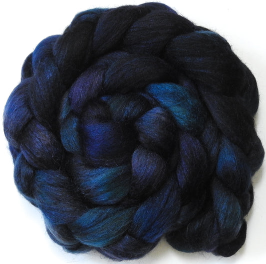 Raven -5.5 oz - Batt in a Braid #1- Falkland/ Grey Baby Alpaca/ Tussah Silk/ Firestar (40/25/25/10)