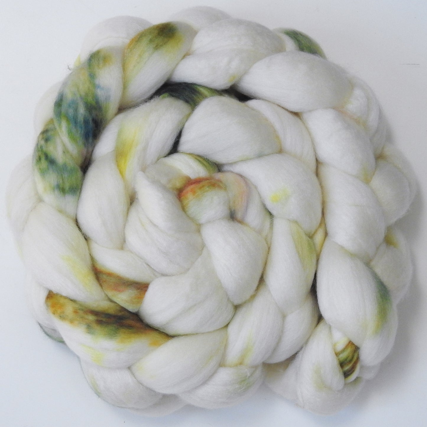 Paperwhite (5.6 oz) Batt in a Braid #56- Superfine Merino/Tussah Silk/ Cashmere (60/25/15)