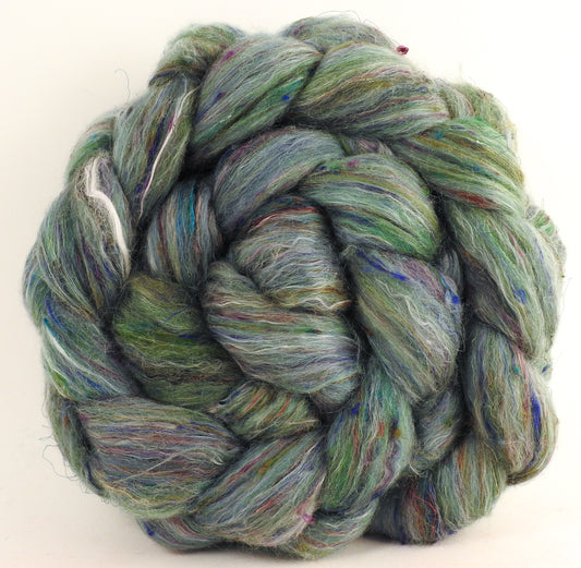 Batt in a Braid #46 - Seafoam - (5.8 oz) - Rambouillet/ Corriedale / Ramie/Sari Silk (25/25/25/25) - Inglenook Fibers