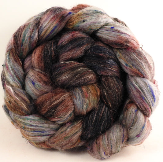 Batt in a Braid #46 - Allspice - (5.9 oz) - Rambouillet/ Corriedale / Ramie/Sari Silk (25/25/25/25) - Inglenook Fibers